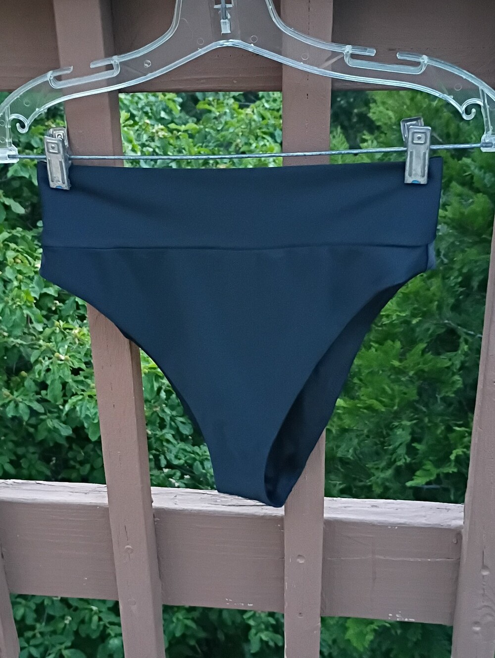 aerie Dark Black High-Cut Bikini Bottom sz M NEW - Picture 4 of 9
